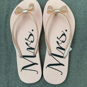 Blush pink flip flops